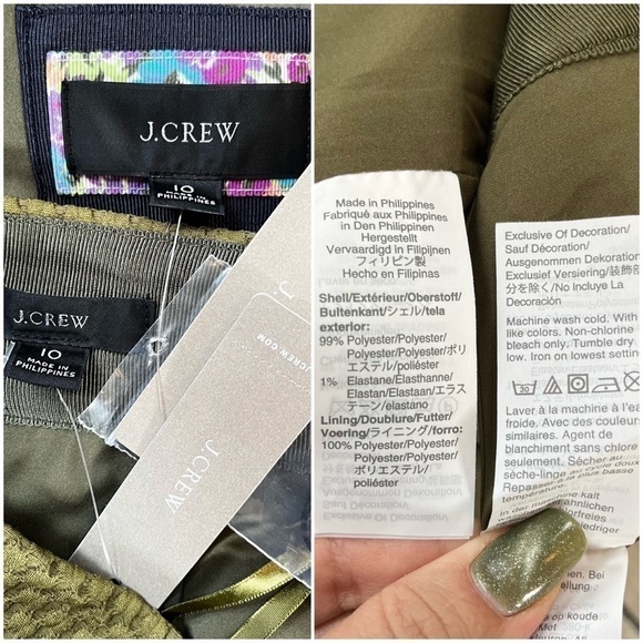 J.Crew NWT olive cropped textured ribbon tipped jacket + matching a-line skirt - Picture 12 of 13